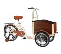 Triciclo a pedali invertiti con cassone anteriore in legno, triciclo per adulti con rotelle per trasportare bambini, animali domestici, freni a disco,3 ruote, triciclo cruiser a pedalata assistita