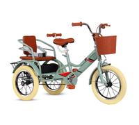 Triciclo A Tre Ruote For Bambini Con Cestino, Bicicletta Da Crociera For Bambini Dai 2 Ai 12 Anni, Pedalare In Bicicletta.(Green,16-inch)