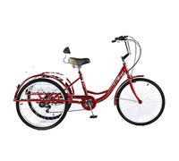 Triciclo Adulti Esterno Tre Ruote, 24 Pollici, 7 velocità, Cruiser, Triciclo 7 velocità con Cestino Posteriore Adulti, Donne e Uomini, Fare Esercizio, Shopping, Ciclismo e pedalare