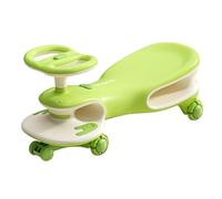 triciclo Auto a dondolo con ruote lampeggianti antiribaltamento, giocattoli da cavalcare for bambini, ragazzi e ragazze, basta girare e muovere l'auto. balance bike(Groen)