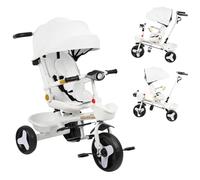 Triciclo bambini evolutivo, triciclo bambino evolutivo, triciclo 4 in 1 con barra di spinta da 18 mesi a 25 kg, B - bianco