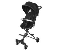 Triciclo bambino evolutivo Passeggino con maniglia di spinta, baldacchino rimovibile, poggiapiedi freno, per bambini da 1 a 5 anni, 30 x 55 x 86,5 cm-C