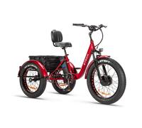 Triciclo Bicicletta Elettrica Z-TECH ZT-80-B "FAT TRIKE " 3 Ruote 250W 13 Ah 48V Batteria Litio -Rosso