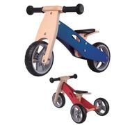 Triciclo Bicicletta per Bambini Legno Blu Pedagogica Senza Pedali a Spinta Bici
