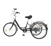 Triciclo da 24 pollici per adulti con 8 marce Sedile regolabile grande cestino design bianco e nero adatto per persone con una statura di 1,6-1,8 metri