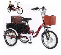 Triciclo Elettrico A 3 Ruote Da 20 Pollici, Bici Da Carico Per Adulti (7 Velocità), Con Cestino/Sedile Passeggero, Clacson + Faro A Led, Per Uso Quotidiano, Shopping E Trasporto Di Merci A Casa,C