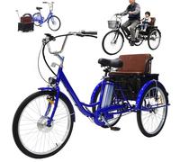 Triciclo elettrico a 3 ruote da 24", portata massima 300 libbre, ideale per viaggiare genitori e figli.