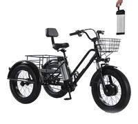Triciclo Elettrico A 3 Ruote Per Adulti - Carico 200 Kg, Pneumatici Larghi Da 20'',Cestino Della Spesa (20''X9''X12''), Batteria Rimovibile Da 48 V/12 Ah, Autonomia 35 Km, Per La Spesa E Il Picnic