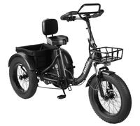 Triciclo elettrico cargo ESKUTE T302 Pro, batteria da 48 V 20,8 Ah, con schienale posteriore e cestini anteriori e posteriori - nero - Nouvo