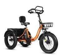 Triciclo elettrico cargo ESKUTE T302 Pro, batteria da 48 V 20,8 Ah, con schienale posteriore e cestini anteriori e posteriori - arancione - Nouvo