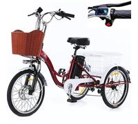 Triciclo Elettrico Da 20 Pollici Per Adulti (7 Velocità) - Carico Massimo 150 Kg, Bici Elettriche A 3 Ruote,Clacson + Faro A Led, Per Uso Quotidiano, Shopping E Trasporto Di Merci A Casa,Basket