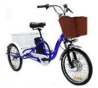 Triciclo Elettrico Da 20 Pollici Per Adulti (7 Velocità), Triciclo A Pedali Per Anziani, 3 Modalità Di Guida, Clacson + Faro A Led, Per Uso Quotidiano, Shopping E Trasporto Di Merci A Casa,Blue