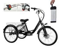 Triciclo Elettrico Da 24" Per Adulti,Triciclo Elettrico A 3 Ruote Per Anziani,Sedile Morbido - Altezza Regolabile (29,5''-33,4''),Batteria Rimovibile Da 48 V 12 Ah-Autonomia 30 Km,Carico 150 Kg