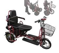 Triciclo elettrico per adulti, cambio a 3 velocità, può trasportare due persone, pieghevole, con cestino portaoggetti, carico massimo 100 kg, pneumatico da 14 pollici, per spostamenti quotidiani, ad