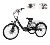 Triciclo Elettrico Per Adulti Da 24″ (Regolazione A 3 Velocità), Bici Da Spesa A 3 Ruote, Batteria Rimovibile Da 48V 12Ah (Autonomia 35km), Capacità Di Carico Di 150kg, Con Ampio Cestino,Black