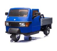 Triciclo Elettrico Piaggio Ape Car Per Bambini Lettore Mp3 USB Luci LED Suoni Radiocomando (Blu)