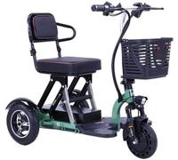 Triciclo Elettrico Pieghevole per Anziani, Scooter per Disabili Facile da Trasportare con Cestino e Caricabatterie, Mobilità Assistita