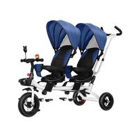 Triciclo Evolutivo Bambino, bicicletta a pedali a due posti, passeggino con parasole, sedile girevole in due direzioni/maniglia posteriore rimovibile/pedali retrattili, per bambini da 1 a 6 anni(Blue)