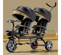 Triciclo evolutivo per bambini 4 in 1, con doppio sedile, bicicletta a pedali a due posti, passeggino con parasole, telaio robusto, telaio robusto, triciclo per parco giochi all'aperto, per bambini e