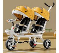 Triciclo evolutivo per bambini 4 in 1, con doppio sedile, bicicletta a pedali a due posti, passeggino con parasole, telaio robusto, telaio robusto, triciclo per parco giochi all'aperto, per bambini e