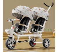 Triciclo evolutivo per bambini 4 in 1, con doppio sedile, bicicletta a pedali a due posti, passeggino con parasole, telaio robusto, telaio robusto, triciclo per parco giochi all'aperto, per bambini e