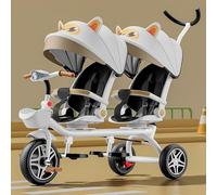 Triciclo evolutivo per bambini 4 in 1, con doppio sedile, bicicletta a pedali a due posti, passeggino con parasole, telaio robusto, telaio robusto, triciclo per parco giochi all'aperto, per bambini e