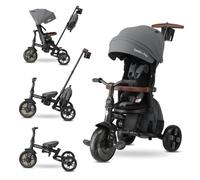 Triciclo evolutivo QPLAY Comfo Max 7 in 1 multi accessoriato, fronte strada e fronte mamma, reclinabile, adatto a bambini dai 10 ai 72 mesi, pieghevole, portata fino a 25 kg (Grigio)