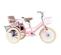 Triciclo For Bambini, Triciclo 2 In 1 Con Cestino Posteriore, Sedile Regolabile For Bambini Dai 3 Ai 12 Anni(14-inch Pink)