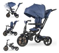Triciclo Passeggino Evolutivo 6 in 1 per Bambini 10 Mesi 5 Anni Fino a 25kg Sedile Reclinabile Cintura 5 Punti Maniglione Direzionale Ruote in Gomma EVA Accessori Blu Mondial Toys