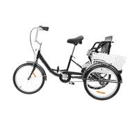 Triciclo per adulti, 20 pollici, triciclo da 120 kg, manubrio regolabile e sella, bici da corsa, bici da città, Cruiser 3 ruote per adulti con cestino, seggiolino pieghevole con schienale