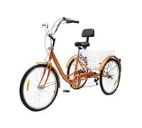 Triciclo per adulti in alluminio triciclo Cruiser 6 marce 3 ruote bicicletta con cestello regolabile altezza cuscino e altezza maniglia con grandi pneumatici schienale freno pinza freno