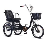 Triciclo per anziani con sospensione anteriore, triciclo a pedalata assistita, ampio sedile comodo e regolabile, bici da crociera a 3 ruote, freno posteriore a olio, cestino posteriore con cassetto
