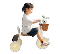 Triciclo per bambini, con cestino e borsa, regolabile, per bambini di 1 anno (rosa, marrone, grigio)