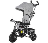 Triciclo per Bambini con Maniglione 6 in 1 Tettuccio Regolabile e Cintura di Sicurezza Grigio