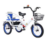Triciclo pieghevole a 3 ruote per bambini dai 5 ai 10 anni, triciclo a pedali con ruota gonfiabile, altezza regolabile, bicicletta tandem con sedile passeggero posteriore, bici da crociera, risciò