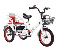 Triciclo pieghevole a 3 ruote per bambini dai 5 ai 10 anni, triciclo a pedali con ruota gonfiabile, altezza regolabile, bicicletta tandem con sedile passeggero posteriore, bici da crociera, risciò