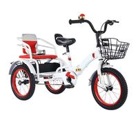 Triciclo pieghevole a 3 ruote per bambini dai 5 ai 10 anni, triciclo a pedali con ruota gonfiabile, altezza regolabile, bicicletta tandem con sedile passeggero posteriore, bici da crociera, risciò