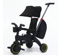 Triciclo pieghevole PANGDUBE con barra di spinta | Passeggino leggero da jogging (6,8 kg) e bici senza pedali 2 in 1 | Manubrio regolabile, capottina parasole, cintura di a 5 punti | Auto sportiva, ci