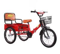 Triciclo pieghevole per bambini dai 5 ai 10 anni, bici da passeggio per esterni con sedile passeggero, bicicletta a 3 ruote con ruota gonfiabile, triciclo risciò per shopping/viaggi, freno singolo