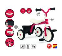 Triciclo Smoby Rookie Rosso Struttura Metallo Ruote EVA 2 a 4 Anni