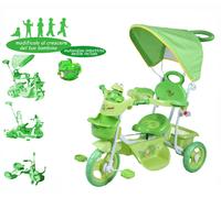 Triciclo Verde con Tettuccio Maniglione Direzionale Adattatore Barra Protezione