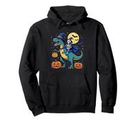 Trick-or-Rex Halloween Dinosauro Strega Skeleton Rider Felpa con Cappuccio