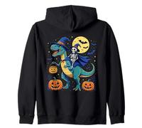 Trick-or-Rex Halloween Dinosauro Strega Skeleton Rider Felpa con Cappuccio