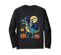 Trick-or-Rex Halloween Dinosauro Strega Skeleton Rider Maglia a Manica