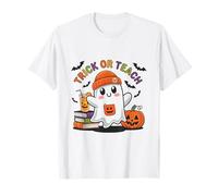 Trick Or Teach Back To School Cute Ghost Halloween Teachers Maglietta