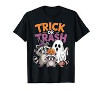 Trick or Trash Funny Raccoon Halloween Pumpkin Ghost Maglietta