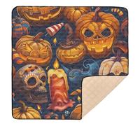 Trick or Treat Halloween Pumpkins Skulls Candles Sweets Large Stylish Baby Activity Play Mat for Indoor Outdoor 1 Piece Pancia Time Activity Mat per Baby Toddler Neonato, 127 x 127 cm
