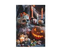 Trick or Treat Halloween zucche teschi candele dolci bandiere da giardino stampa su entrambi i lati piccoli striscioni decorativi stagionali per prato, fattoria, terreni agricoli, 71 x 101 cm