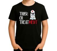 Trick or Treatment - Divertente design a fantasma di Halloween con infermiera, divertente gioco di parole per medici, infermieri e appassionati di medicina, Nero , 6 anni