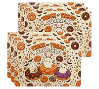 Trick Or Treats Yourself - Set di 6 tovagliette con citazione a ciambella e
